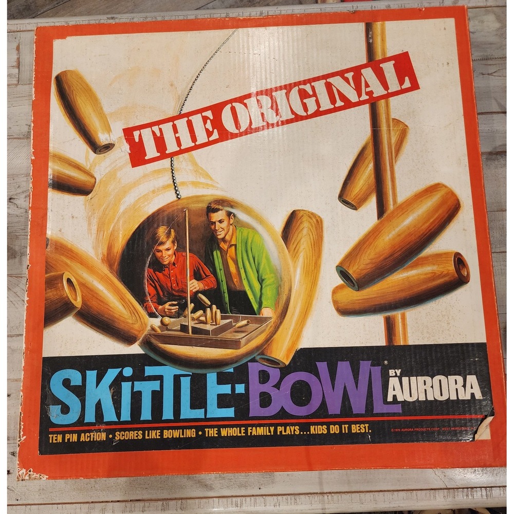 Vintage The Original Skittle Bowl Bowling Board Game 1970 By Aurora Complete Set